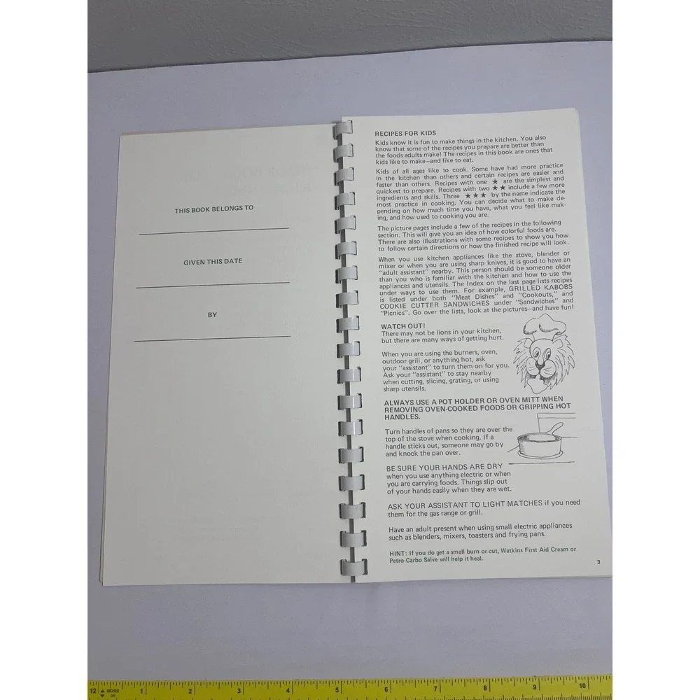 Watkins Cook Book For Kids Inside Recipes‎ Breakfast Crafts Vintage 1977